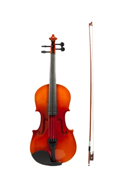 Violin and fiddle stick isolated with clipping path — Stock Photo, Image