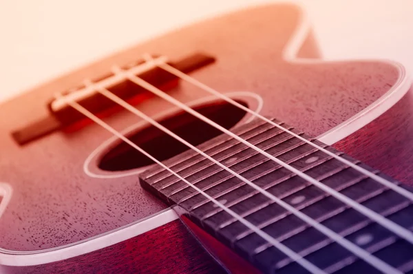 Fragment einer akustischen Gitarre. Verarbeitung im Vintage-Stil — Stockfoto