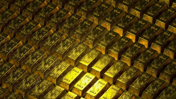 Goldbarren im Bankschließfach. Lagerung. 3D-Darstellung — Stockfoto