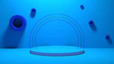Parlak kaide podyumu. 3D soyut kavram spot ışıklarıyla kaideyi aydınlattı. Moda, kıyafet ya da kozmetik için mükemmel bir görüntü. Nesnenizi ya da ürününüzü kaideye yerleştirin. 3d oluşturma