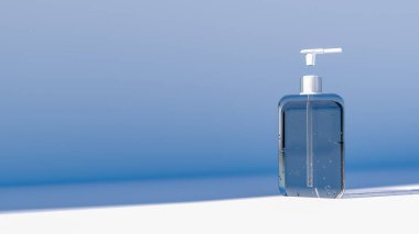 Coronavirus önleyici el dezenfektanı el hijyeni Corona virüsü koruması için. 3d oluşturma