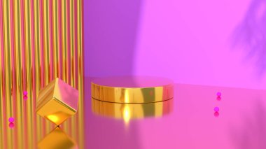 Ürün sunumu için minimum kozmetik arka plan. Geometrik form. Paketleme sunumu ve kozmetik için podyum. 3D görüntüleme. 3d illüstrasyon.