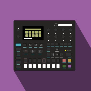 Uzun gölgeli sentezleyici düz kare simgesi.