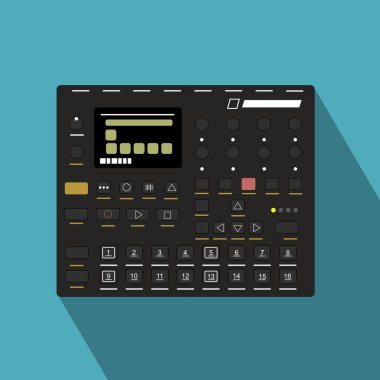 Uzun gölgeli sentezleyici düz kare simgesi.