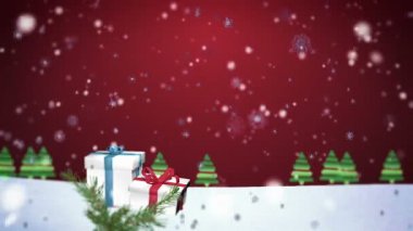 3D kar taneleri düşüyor Noel arka plan 3