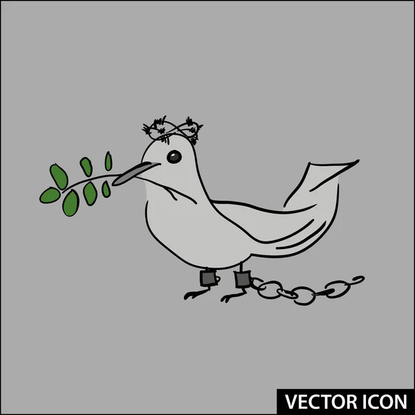 Peace Dove Icon Vector Olive Branch — Stock Vector