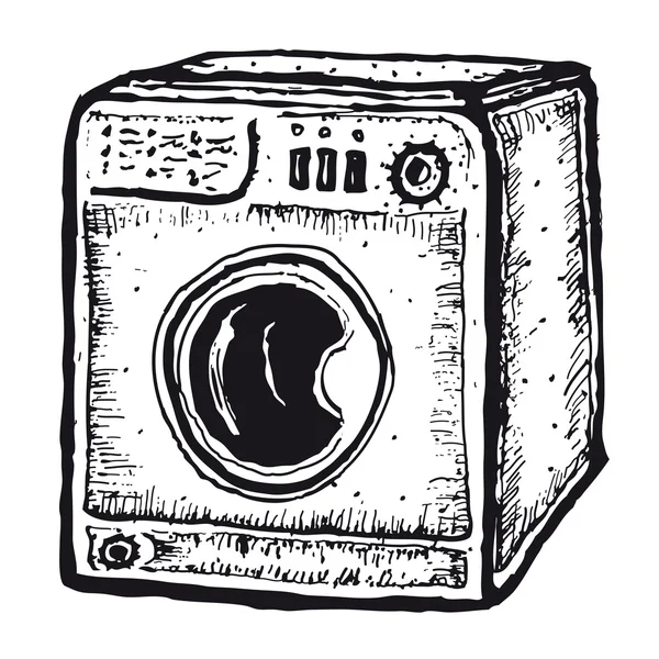 Máquina de lavar roupa isolada desenhada à mão —  Vetores de Stock