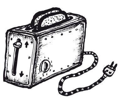 Elle çizilmiş izole ekmek kızartma makinesi