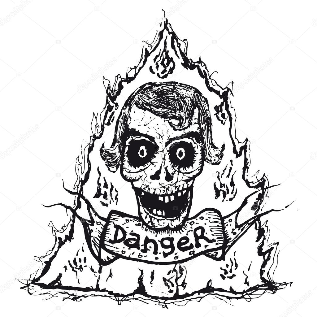 Hand drawn isolated skull danger icon