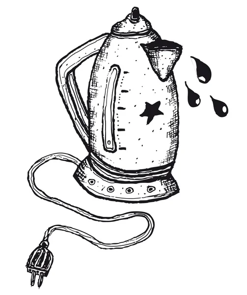 Ручний намальований ізольований електричний чайник — стоковий вектор