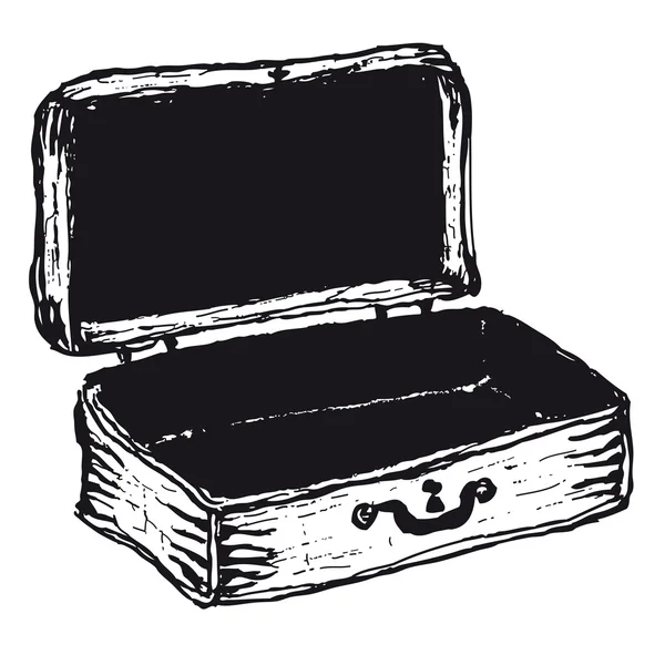 Συρμένο χέρι ανοιχτό άδειο βαλίτσα — Διανυσματικό Αρχείο