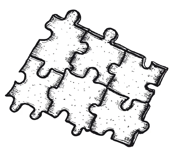 Ręcznie rysowane jigsaw puzzle elementy — Wektor stockowy