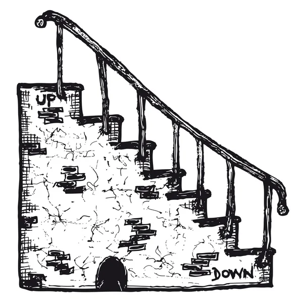 Ręcznie rysowane schody z poręczy — Wektor stockowy