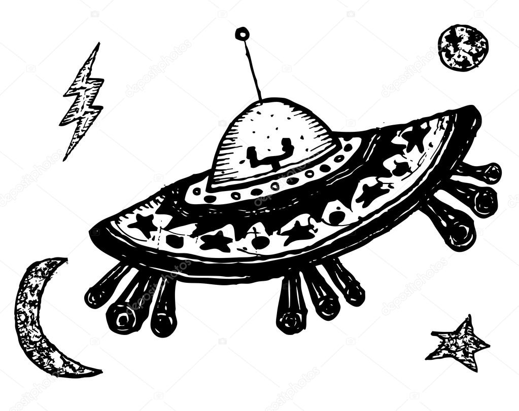 Comic Retro Flying Saucer