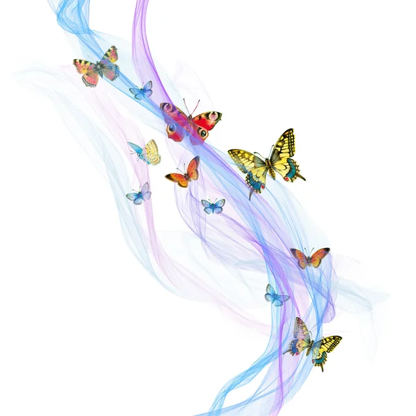 Flying butterflies watercolor — Stock Photo, Image