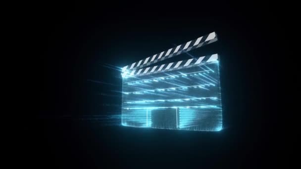 Digitale film Clap Claqueta Hud Hologram Vertegenwoordiging van digitale filmproductie — Stockvideo