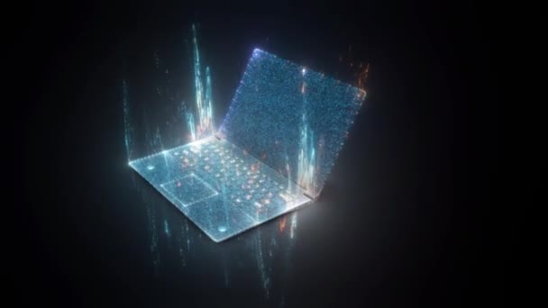 O holograma de notebook digital v2 — Vídeo de Stock