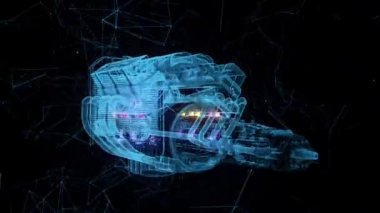 Kaslı araba v8 motor gövde hologramı 4K