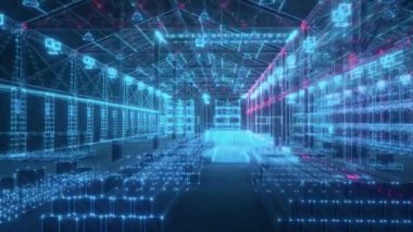 Dijital Otomatik Depo Hologramı Tarayıcı kutuları ve endüstriyel elementler