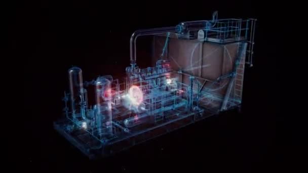 El holograma industrial 4k del lodo del compresor — Vídeos de Stock