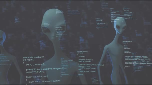 Clássico Aliens Blue Computer Coding Cyber Space 4k — Vídeo de Stock