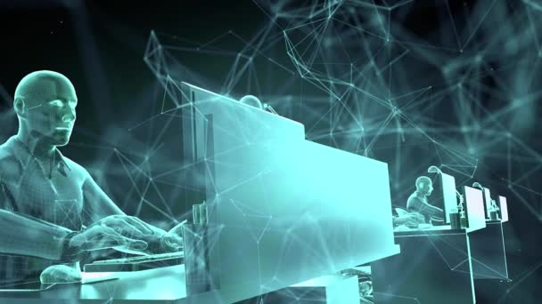 Digital Cyber Workers Bots 4k — Stock video