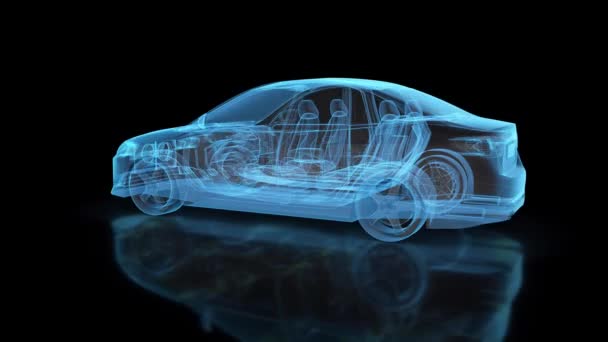 3d Car Scanning Hud Hologram v2 4k — Stockvideo