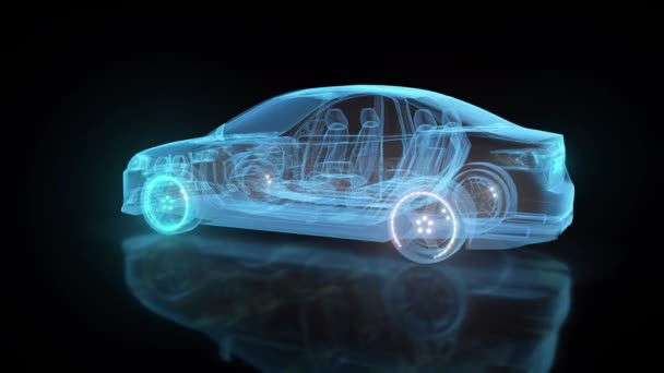 Hologramme 4k de Hud de balayage de voiture 3d — Video
