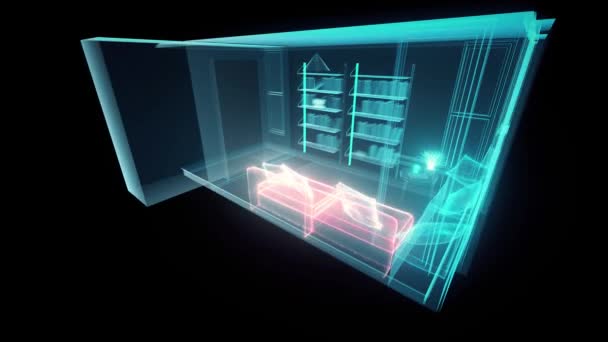 Dijital Cozy Room Hud Hologram 4k — Stok video