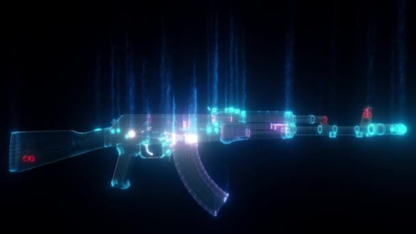 Rifle de asalto AK 103 holograma Hud v2 4k — Vídeos de Stock