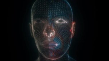 Soyut İnsan Yüzü Hud Hologramı 4k Taranıyor