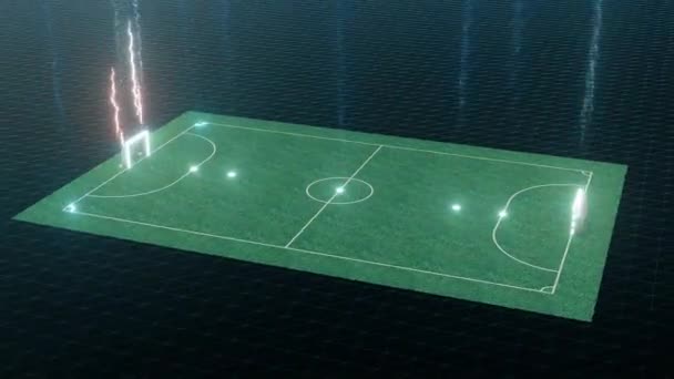 Mini ologramma 4k di Hud del campo di calcio — Video Stock