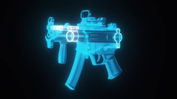 MP5K Taktiksel Alt Makineli Tüfek Hologram 4k — Stok video