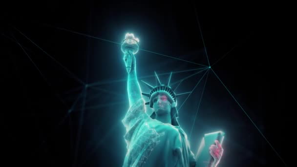 Statua astratta digitale della libertà 4k — Video Stock