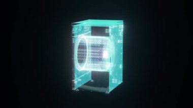 dijital çamaşır makinesi hologramı 4k