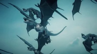Uçan Wyvern Ejderhaları Hava 4k