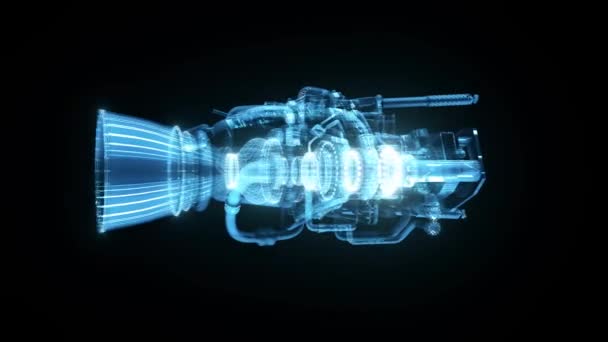 Holograma 4k del Hud del motor del cohete — Vídeos de Stock