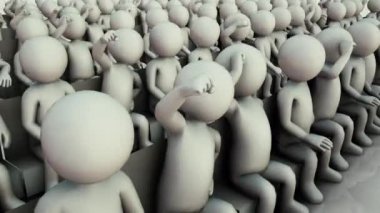 İzole edilmiş beyaz arka planda 4k 'yi coşkuyla alkışlayan izleyicilerin yan görüntüsü