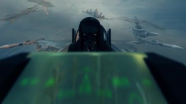 4K uçuş sırasında savaş pilotu kokpiti görüntüsü