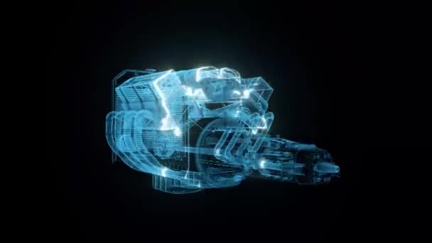 Mavi Kaslı Araba Motoru Hud Hologramı 4K — Stok video