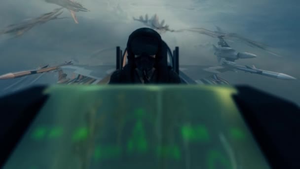飞行4k时战斗机飞行员驾驶舱视图 — 图库视频影像