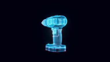 Güç Sondajı Hologramı İzole edilmiş siyah arkaplan 4k 'de Tam Döndürme