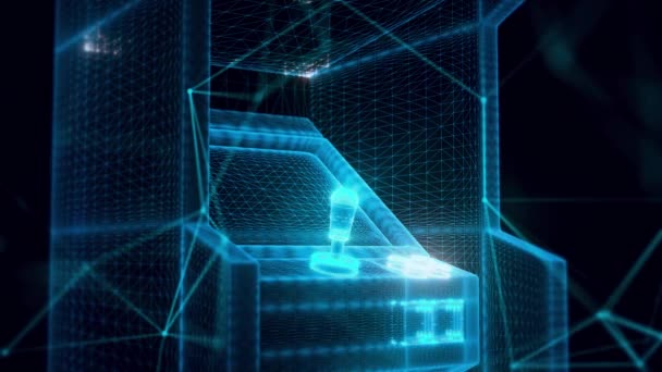 Arcade spel maskin hologram närbild 4k — Stockvideo