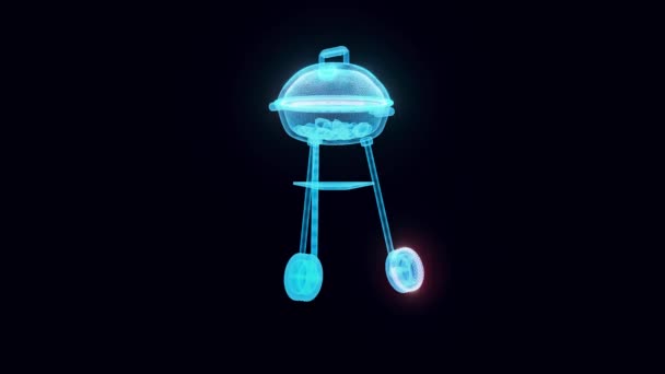 圆形空烧烤烤架或焦炭烤架全息图4k — 图库视频影像