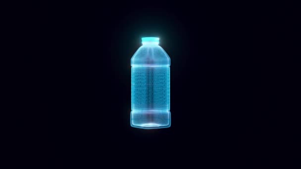 Tomma vattenflaskor hologram 4k — Stockvideo