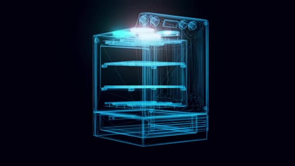 Modernt kök ugn hologram 4k — Stockvideo