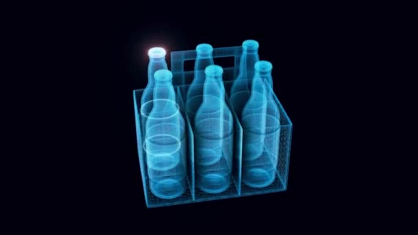 Голограмма бутылок пива 4k — стоковое видео