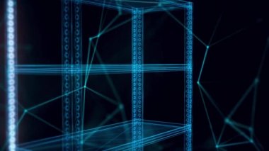 Endüstriyel raf hologramı 4K 'yı kapatın