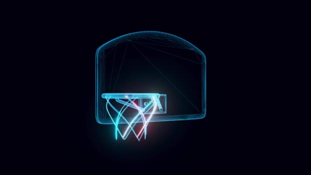 Holograma de aro de basquete 4k — Vídeo de Stock