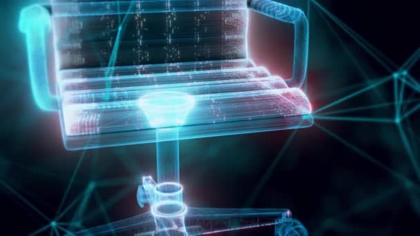 Desk Chair hologram Close up 4k — Stock Video